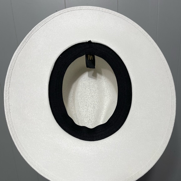 White and Black Floral Wide Brim Hat - Picture 4 of 4